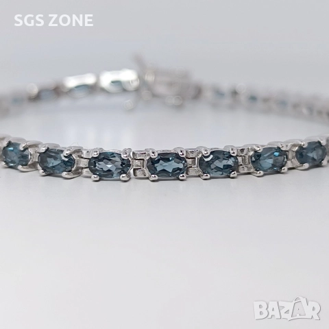 Ръчно изработена сребърна гривна с топаз Лондон, снимка 15 - Гривни - 52582096