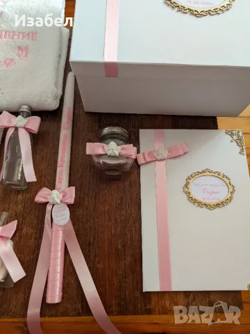 Комплект за кръщене в бебешко розово , снимка 4 - Комплекти за бебе - 50318882