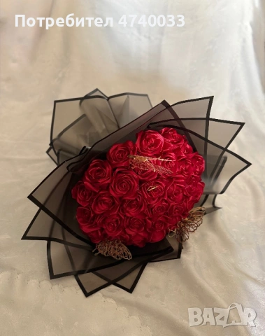 Вечен букет от сатенени рози, снимка 3 - Подаръци за жени - 53918629