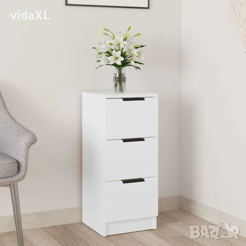 vidaXL Сайдборд, бял, 30x30x70 см, инженерно дърво, снимка 2 - Бюфети - 56148040