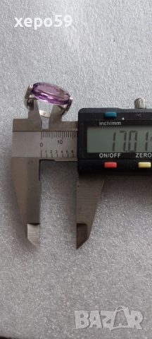 Прекрасен фирмен дизайнерски златен 18к пръстен с аметист и 26 диаманта(Poiray Paris) бяло злато, снимка 8 - Пръстени - 52217293