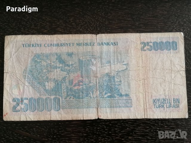 Банкнота - Турция - 250 000 лири | 1970г., снимка 2 - Нумизматика и бонистика - 30628588