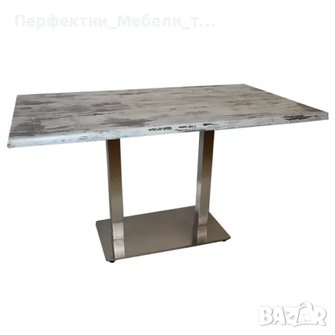 Трапезна маса 120/70 или 140/80-иноксова основа с различни плотове в дървесен/мрамор цвят, снимка 6 - Маси - 48624977