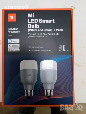 Mi LED Smart Bulb, бели и цветни крушки, 2 броя