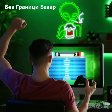 Нова Неонова светлина Alien LED за стена – декор за бар, игрална стая, снимка 3 - Декорация за дома - 47275437