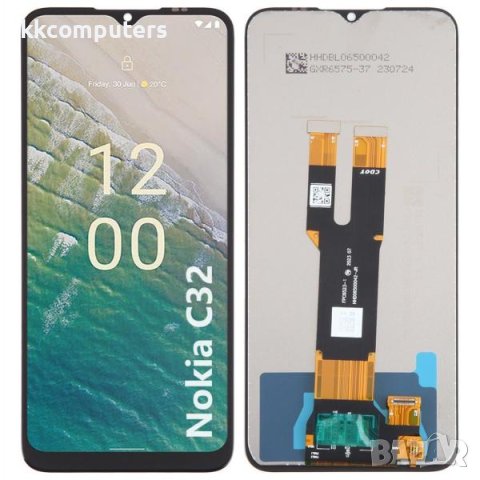 LCD дисплей за Nokia C32 + тъч скрийн Черен Баркод : 102559