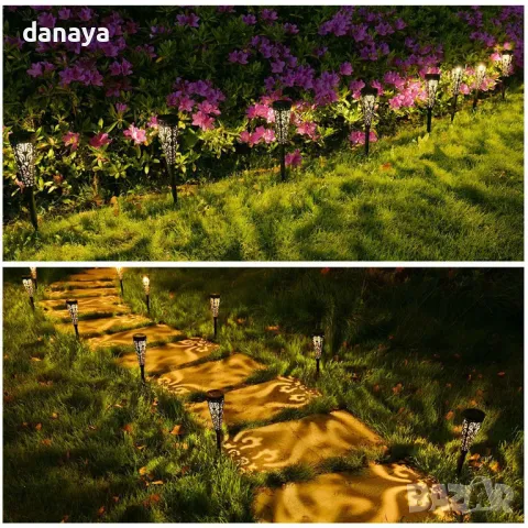 5772 Декоративна градинска соларна лампа с орнаменти, 43 см, снимка 3 - Декорация за дома - 49285652