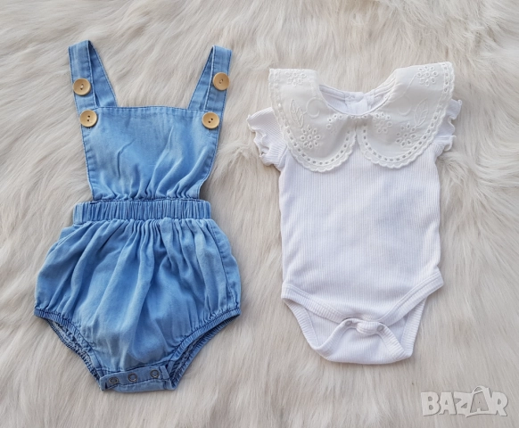 Бебешки дънков гащеризон и боди с якичка 0-3 месеца , снимка 9 - Бебешки гащеризони - 51756902