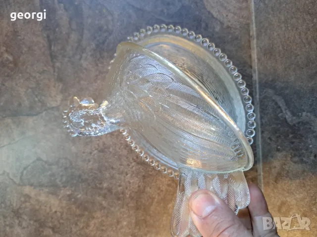 ретро стъклена бонбониера кокошка  7/2, снимка 4 - Аксесоари за кухня - 49778440