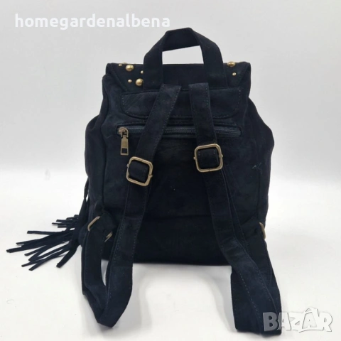 Велурена Дамска Раница с Ресни и Нитове | Бохо Стил, снимка 3 - Чанти - 54208697