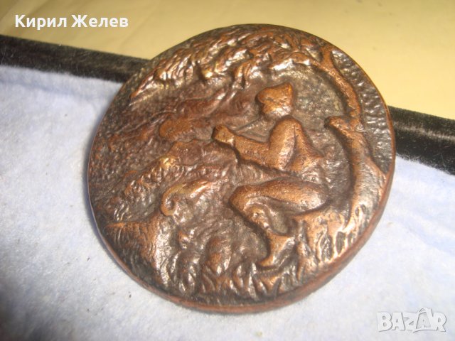 СТАРА МЕДНА РЕЛЕФНА АПЛИКАЦИЯ ПАНО КАРТИНА РЪЧНА МАСИВНА ИЗРАБОТКА 27220, снимка 5 - Пана - 38129316