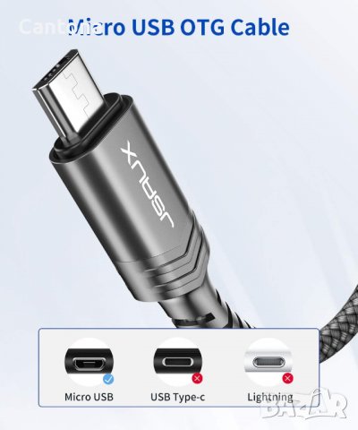 JSAUX Micro USB 2.0 OTG кабел Micro USB мъжко към USB женско, снимка 4 - USB кабели - 40105513