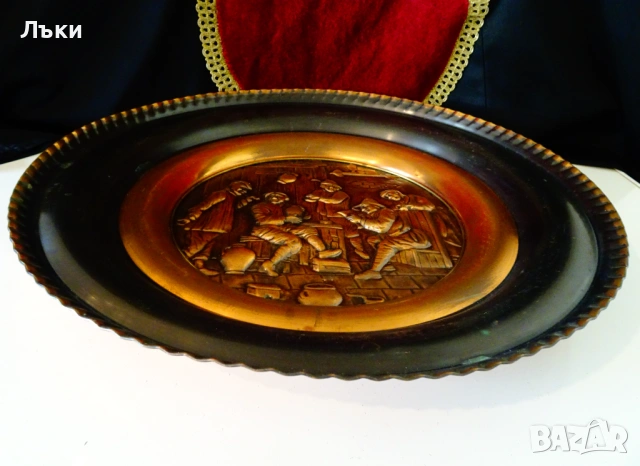 Медно пано,битова медна картина 48 см.,1 кг. , снимка 6 - Антикварни и старинни предмети - 53952232