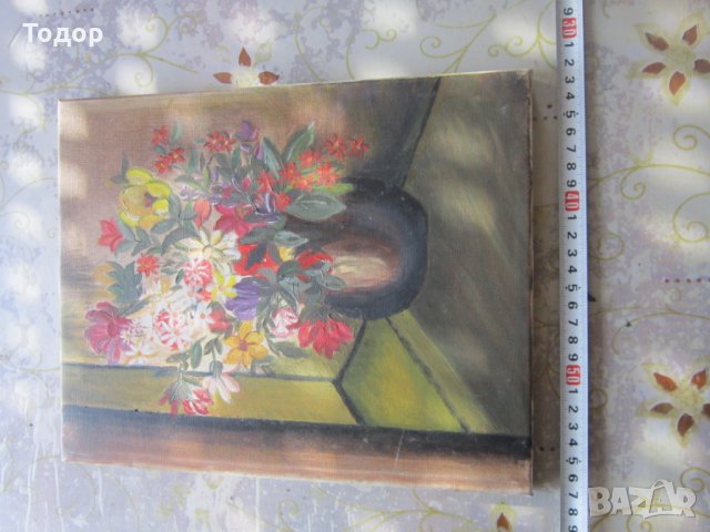 Стара рисувана  картина  масло  върху платно 10, снимка 2 - Картини - 31383207