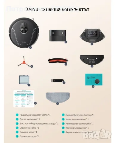 Прахосмукачка робот Honiture - V8 Pro, HEPA , снимка 7 - Прахосмукачки - 55846906