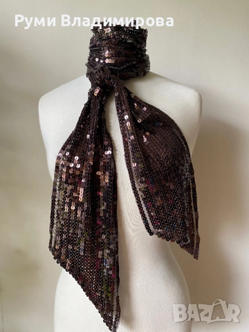 Шал с пайети в черно и кафяво/ различни видове, снимка 12 - Шалове - 47544666