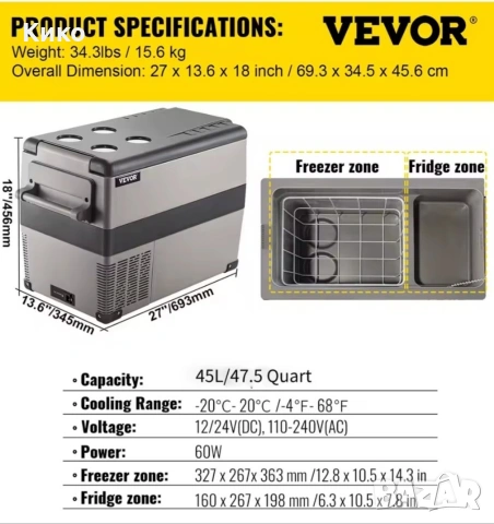 Компресорен хладилник за кемпер, каравана, кола (перфектен за къмпинг), снимка 5 - Къмпинг мебели - 53038803