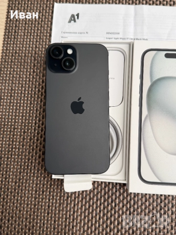 ‼️Нов•iphone 15 ЛИЗИНГ 42лв/м айфон Black 15 24м Гаранция, снимка 2 - Apple iPhone - 52884835