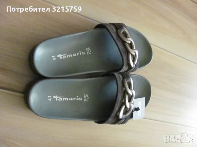 Нови Дамски чехли TAMARIS номер 41, естествена кожа, снимка 8 - Чехли - 50326365