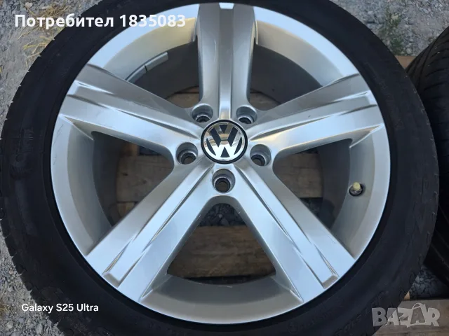 Лети джанти 17ки 5х112 VW + летни гуми 235/45/17, снимка 4 - Гуми и джанти - 55847272