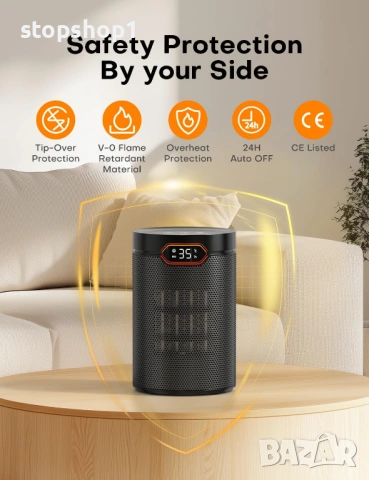 Печка нагревател, 1500W PTC електрически с ECO режим, 4 степени на топлина, режим „бриз“, термостат,, снимка 2 - Отоплителни печки - 54227681