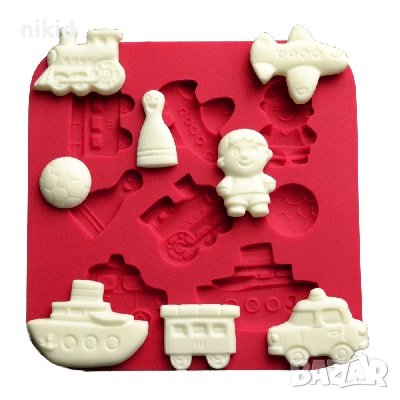 Малки превозни транспортни средства кола влак самолет топка човече дете лодка кола силиконов молд 