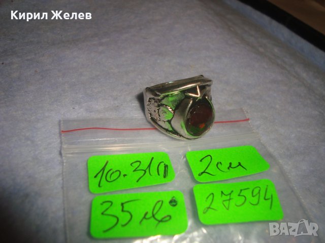 АРИСТОКРАТИЧЕН ПОСРЕБРЕН СКЪПОЦЕНЕН ВИНТИДЖ АРТ ПРЪСТЕН БЛАГОРОДНА СТОМАНА с ФАСЕТИРАН ГРАНАТ 27594, снимка 3 - Пръстени - 37442865