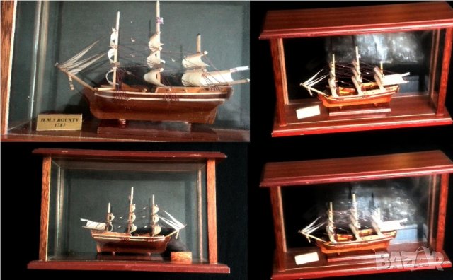 Модел на кораб Bounty в стъклена кутия - Морска декорация, снимка 3 - Други ценни предмети - 37374686