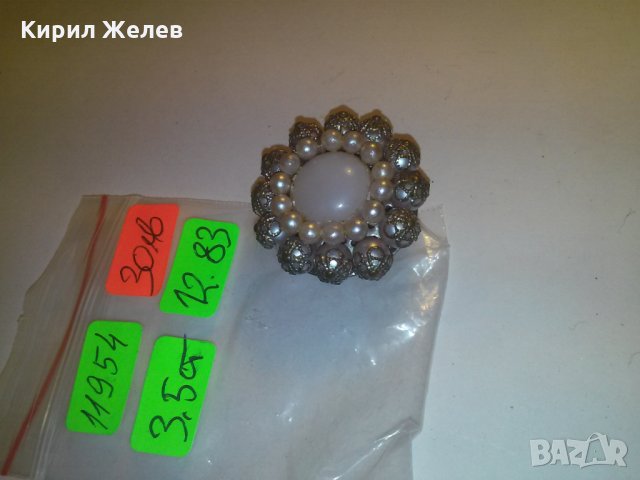 БРОШКА ФИЛИГРАН ПЕРЛИЧКИ БРОНЗ ПОСРЕБРЕНА 11954