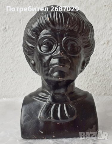 Бюст - глава жена с очила керамика, снимка 3 - Статуетки - 37586967