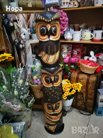 Бухали на пирамида от дърво , снимка 3 - Декорация за дома - 36435996