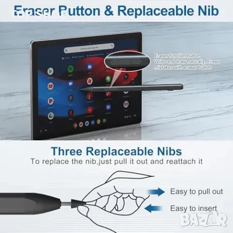 Нов Магнитен Stylus Pen за Chromebook, Google Pixel Tablet, Fire Max 11 Писалка таблет, снимка 5 - Друга електроника - 49292069
