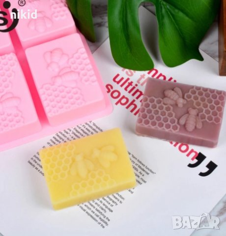 6 вида Пчелни правоъгълни дълбок калъп силиконов молд форма за фондан гипс сапун шоколад мъфин и др, снимка 2 - Форми - 31270508