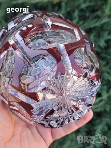 кристална ваза двуцветен рубинен кристал , снимка 5 - Вази - 51385975