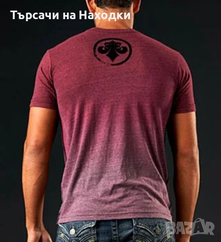 Мъжка тениска Affliction Employ Seek & Destroy Burgundy Red червена S Small, снимка 2 - Тениски - 50872543