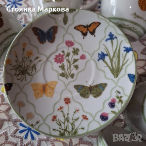 Порцеланов сервиз за късо кафе с пеперуди, снимка 4 - Сервизи - 53896511