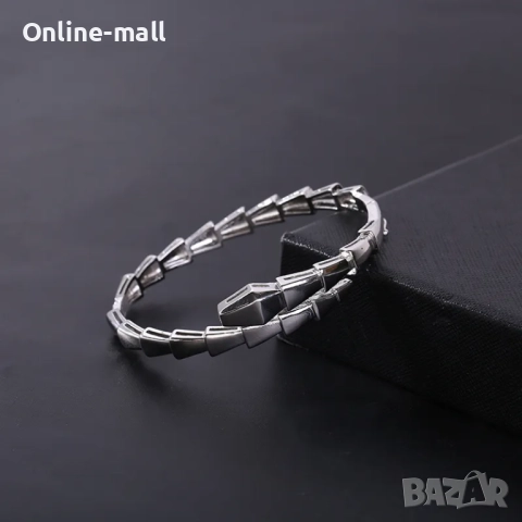 Луксозна гривна Змия Bvlgari медицинска стомана, златна или сребърна, снимка 3 - Гривни - 52425261