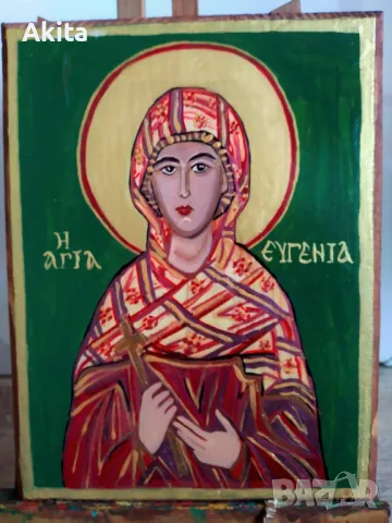 Икона на света Евгения, снимка 2 - Икони - 40628592