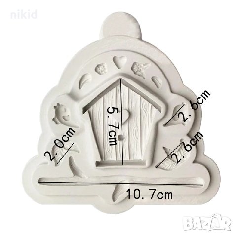 Дървена къщичка за птички и клон с бухалчета силиконов молд форма декор торта сладки фондан и др. ук, снимка 3 - Форми - 24228160