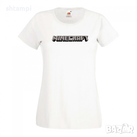 Дамска тениска майнкрафт Minecraft Logo 2 Minecraft,Игра,Забавление,подарък,Изненада,Рожден Ден., снимка 2 - Тениски - 36521348