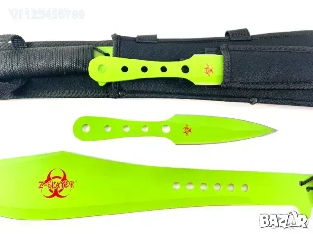 Мачете масивно голямо Zombie Apocalypse killer Green к-кт /1/ 4 бр остриета, снимка 5 - Колекции - 50773009