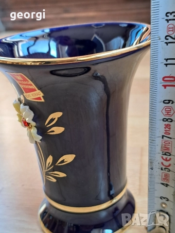 немска порцеланова ваза кобалт с позлата , снимка 9 - Вази - 52789514