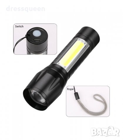 2844 Ултра ярко джобно фенерче XPE+COB със ZOOM, снимка 9 - Къмпинг осветление - 34268533
