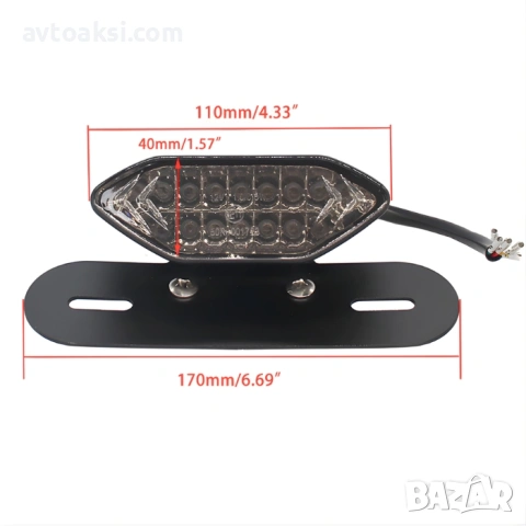 Диоден стоп за мотоциклет + мигач / габарит с тойка за номер -721656, снимка 4 - Аксесоари и консумативи - 53948858