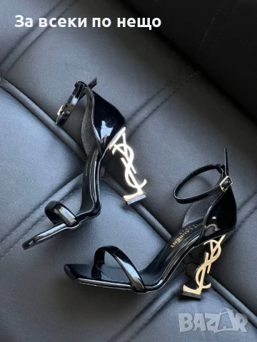 Yves Saint Laurent Дамски Черни Обувки На Златен Метален Ток Код E438, снимка 2 - Дамски обувки на ток - 50503055