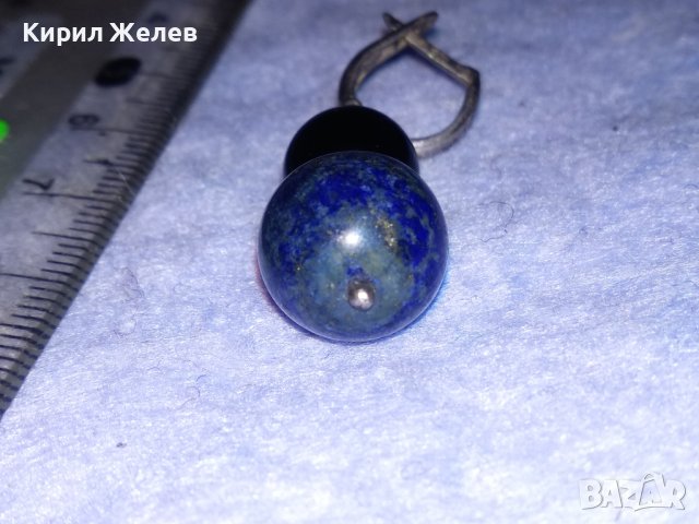 СКЪПОЦЕННА СРЕБЪРНА ВИНТИДЖ АРТ ОБЕЦА СРЕБРО 925 АНГЛИЯ с ШЛИФОВАН ЛАЗУРИТ и ЧЕРЕН ОНИКС 37681, снимка 7 - Обеци - 40770789