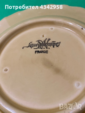 Sarregueminess.Антична чиния (1920-1950г.) от френска майолика, снимка 5 - Антикварни и старинни предмети - 52792202