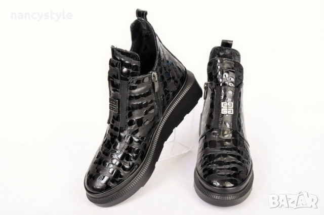 НОВО! Дамски боти от естествена кожа ниска платформа, снимка 2 - Дамски боти - 52289253