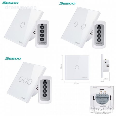 2015 Единичен, Двоен или Троен сензорен ключ за осветление, снимка 4 - Други стоки за дома - 37358414