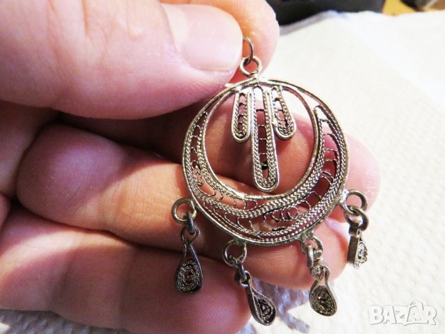 Старинен сребърен амулет филиран, накит, муска за плодовитост  - дарете любов и радост сребро, снимка 2 - Колиета, медальони, синджири - 34220882